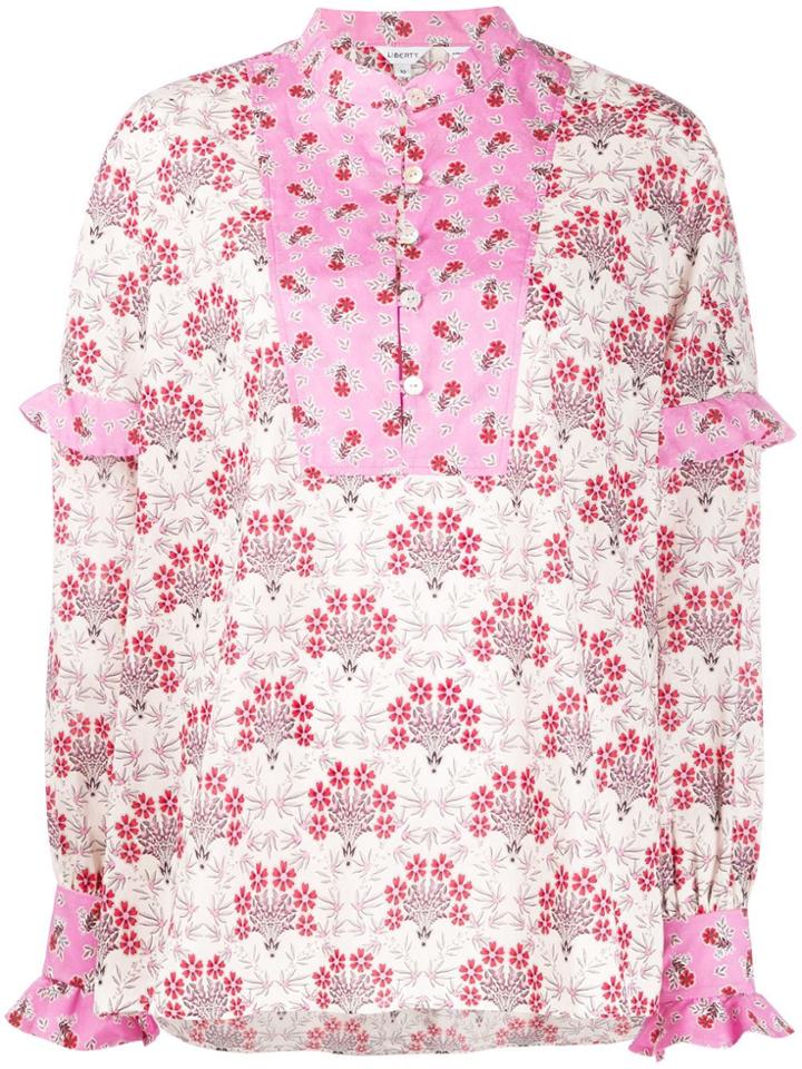Liberty London Tana Mixed Print Smock Blouse - Pink