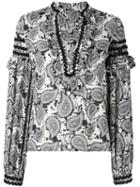 Dodo Bar Or - Paisley Print Open Neck Top - Women - Silk - 44, White, Silk