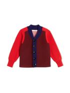 Burberry Kids Colour Block Merino Wool Blend Cardigan - Red
