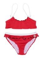 Moncler Kids Ruffled Detail Bikini - Red