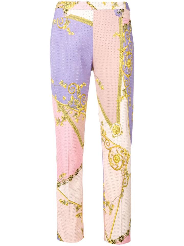 Versace Collection Multi-pattern Straight-cut Trousers - Pink