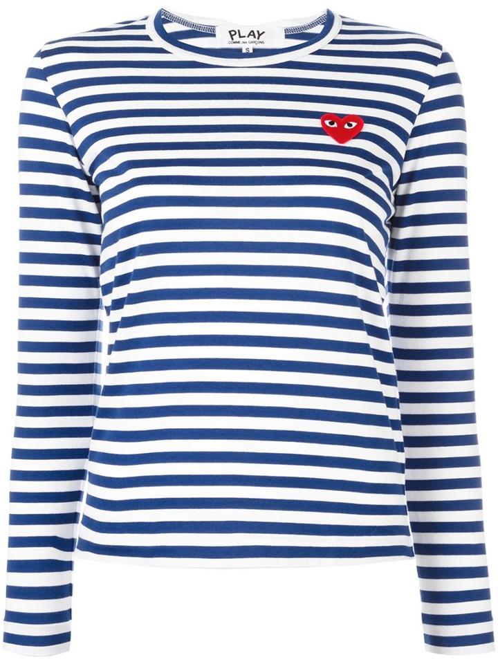 Comme Des Garçons Play Striped Longsleeved T-shirt, Women's, Size: Xs, Black, Cotton