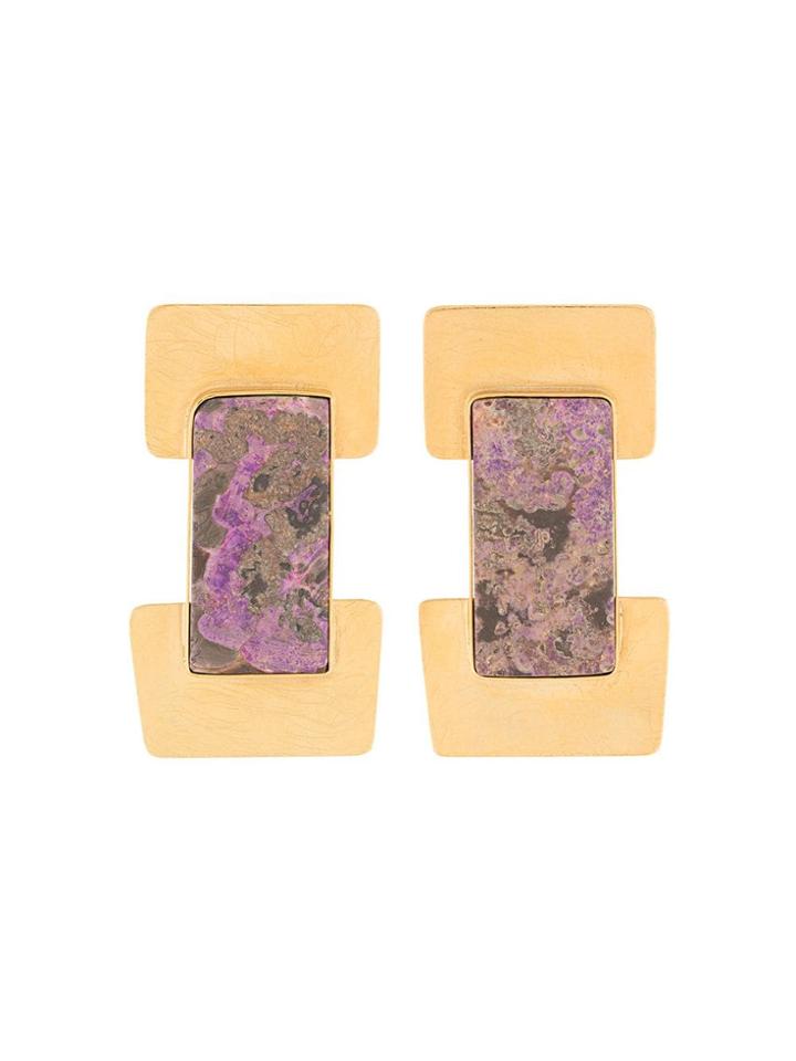 Liya Turquoise Geometric Shaped Earrings - Metallic