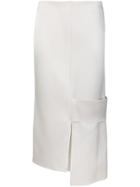 Victoria Beckham Satin Asymmetric Hem Skirt - White