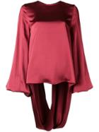 Rouge Margaux Open-back Draped Blouse - Red