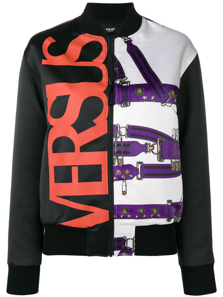Versus Contrast Panel Bomber Jacket - Black