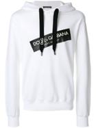 Dolce & Gabbana Logo Tape Printed Hoodie - White
