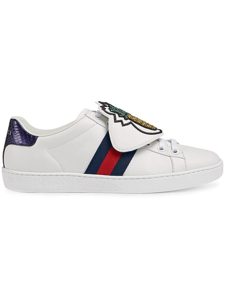 Gucci White Ace Sneakers With Removable Patches