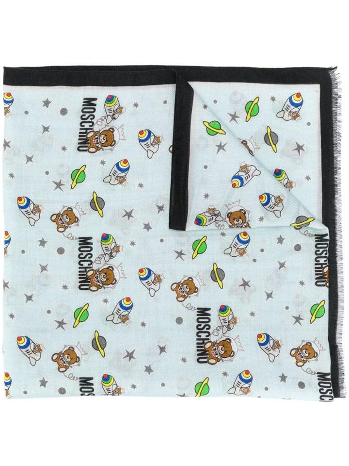 Moschino Space Teddy Logo Scarf - Blue