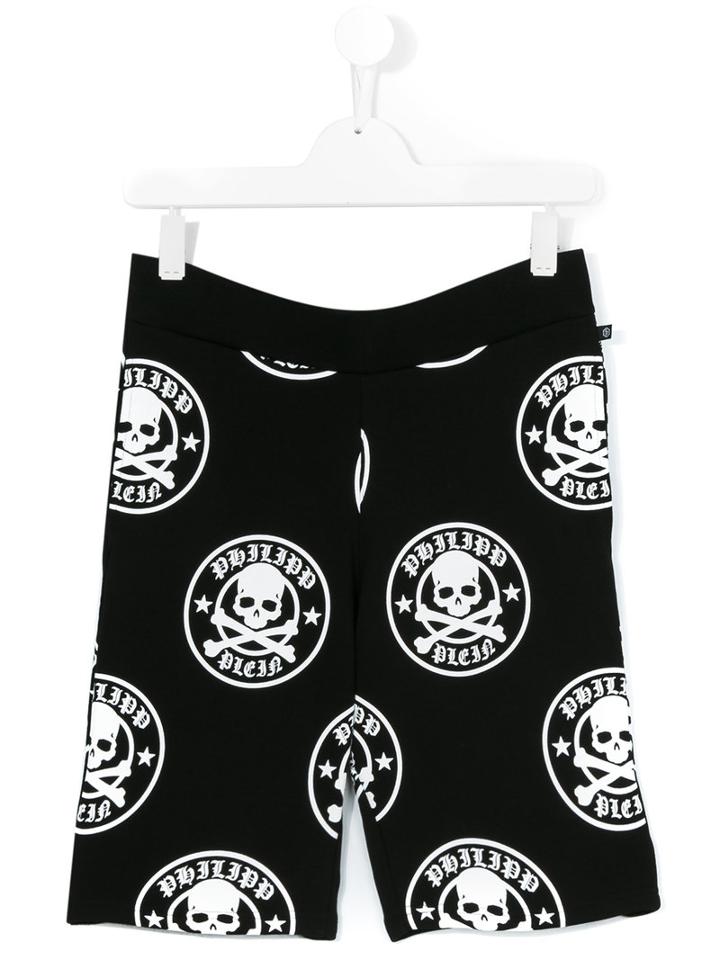 Philipp Plein Kids - Skull Print Shorts - Kids - Cotton - 16 Yrs, Black