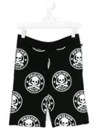 Philipp Plein Kids - Skull Print Shorts - Kids - Cotton - 16 Yrs, Black