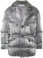 Issey Miyake Pre-owned Double-collar Metallic Puffer Jacket - Grey