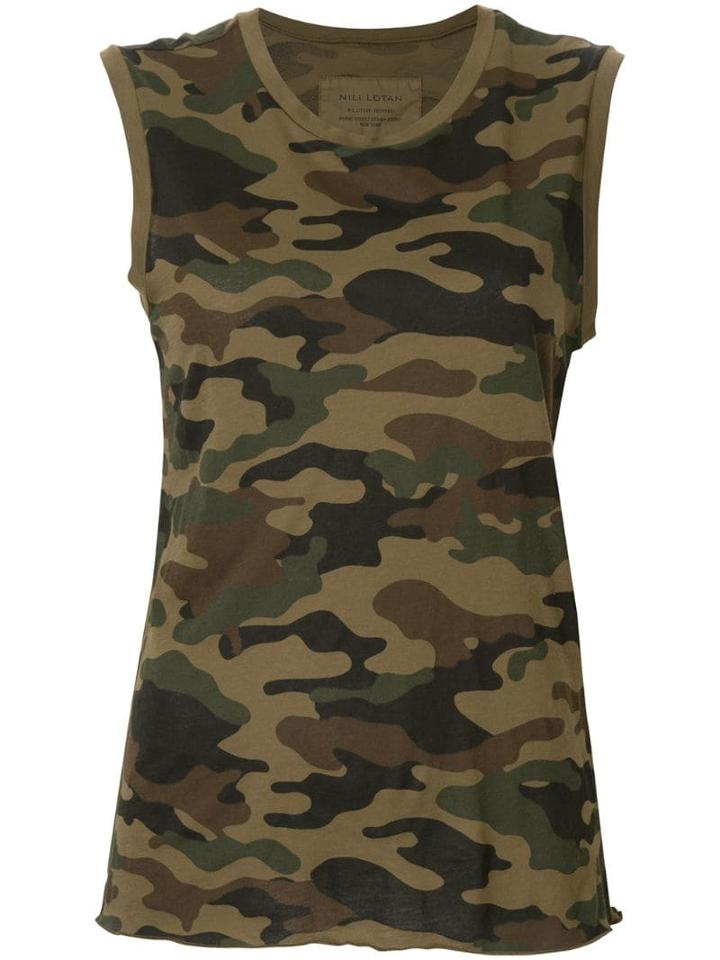 Nili Lotan Camouflage Print Tank Top - Green