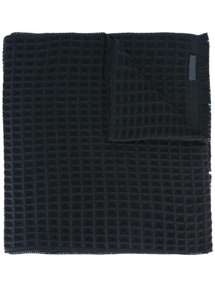 Armani Collezioni Knitted Scarf, Men's, Blue, Leather/wool