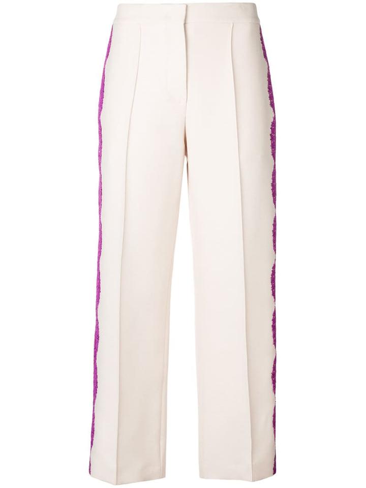 Emilio Pucci Lace Appliqué Cropped Trousers - Neutrals