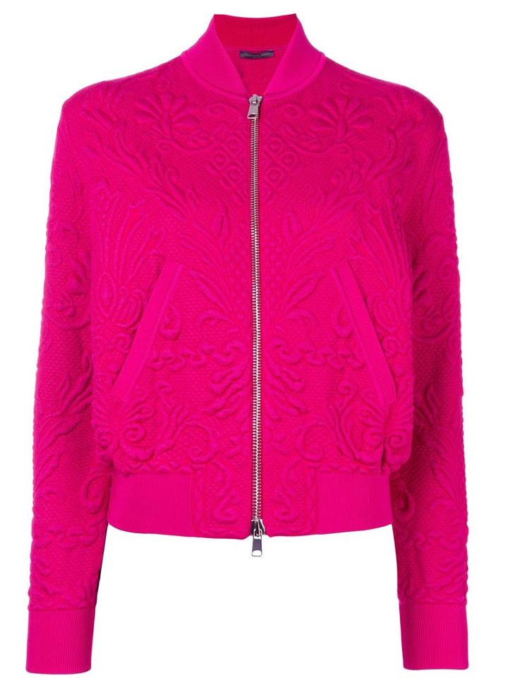 Alexander Mcqueen Quilted Bomber Jacket, Women's, Size: Xs, Pink/purple, Wool/viscose/polyamide/spandex/elastane