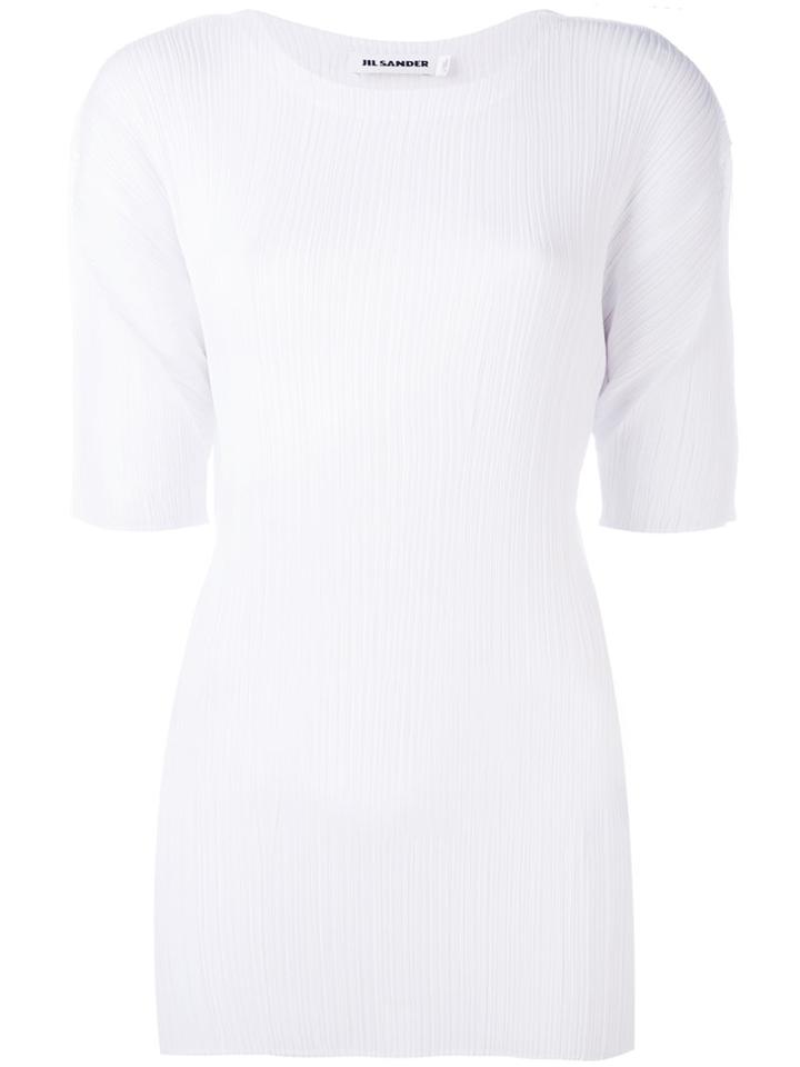 Pleated T-shirt - Women - Polyester - 36, White, Polyester, Jil Sander