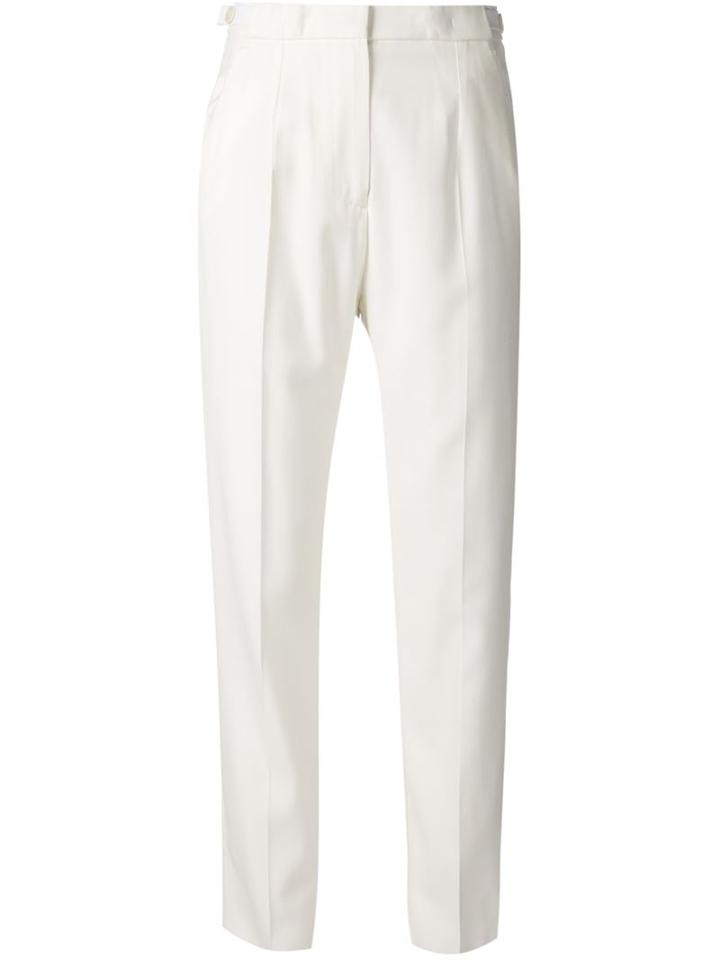 Mm6 Maison Margiela High Waisted Trousers, Women's, Size: 42, White, Viscose/wool