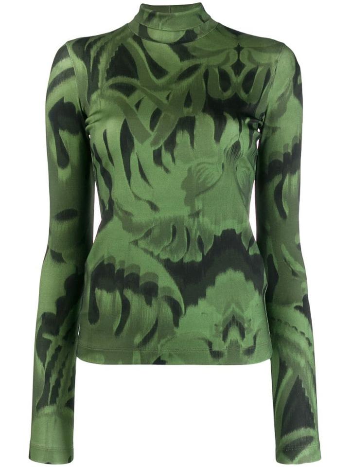 Just Cavalli Printed Roll Neck Jumper - Green