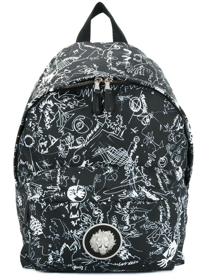 Versus Illustrated Print Backpack - Black