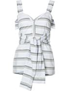 Derek Lam 10 Crosby Tied Waist Striped Blouse, Women's, Size: 0, Blue, Cotton