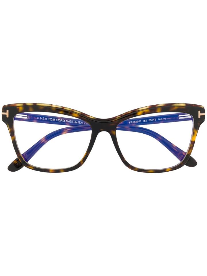 Tom Ford Eyewear Ft5619b Cat-eye Frame Glasses - Brown