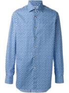 Kiton Printed Button Down Shirt, Men's, Size: 41, Blue, Cotton