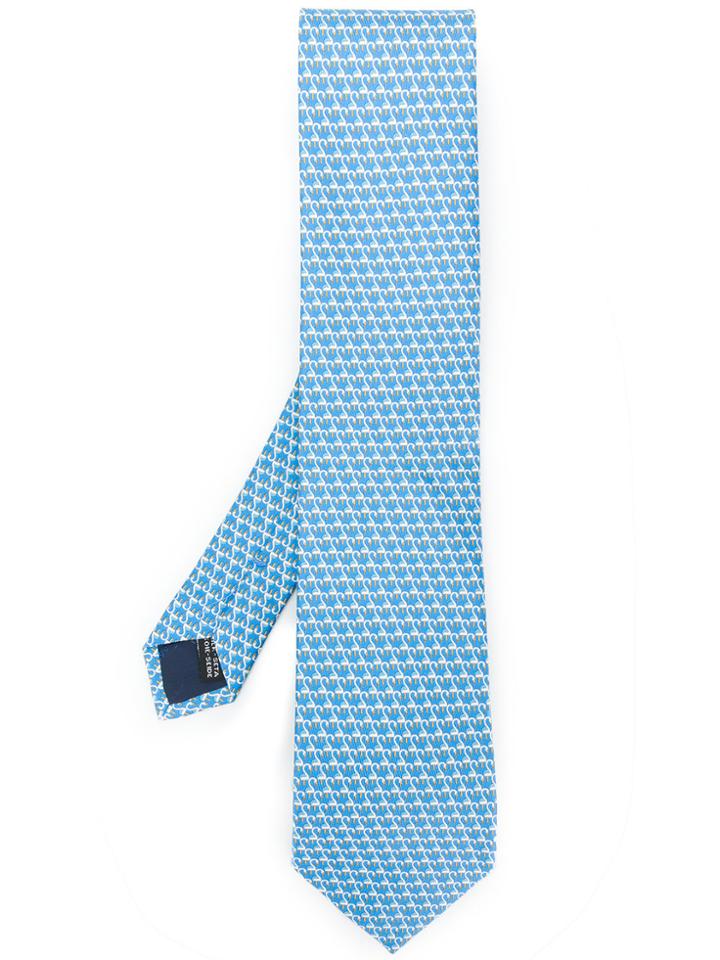 Salvatore Ferragamo Flamingo Micro Print Tie - Blue