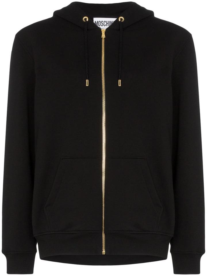 Moschino Sequin Teddy Zip Up Hooded Jumper - Black