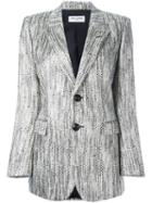 Saint Laurent Peak Lapel Blazer, Women's, Size: 40, Grey, Cotton/polyamide/acrylic/silk