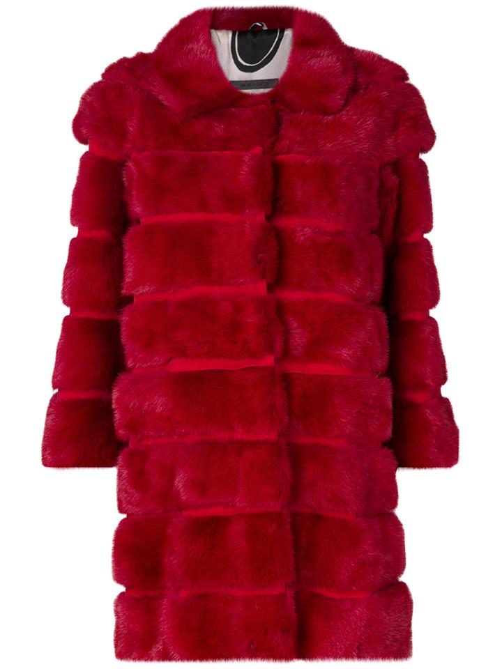 Simonetta Ravizza Bevelled Fur Coat - Red
