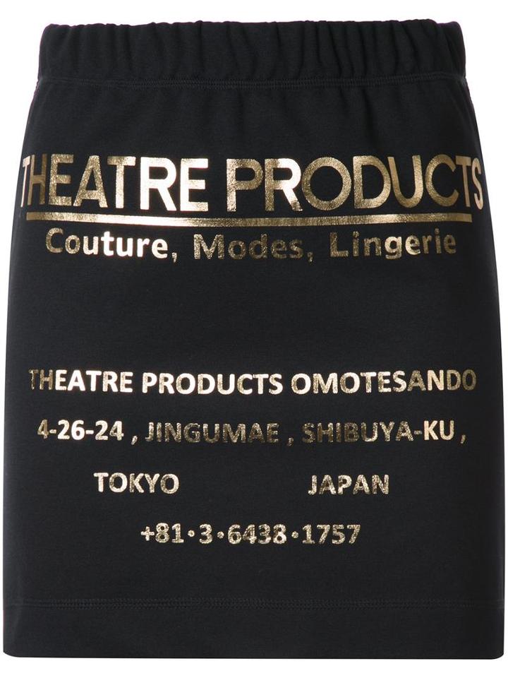 Theatre Products Metallic Logo Fitted Skirt, Women's, Black, Polyester/rayon/polyurethane