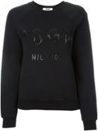 Msgm - Front Logo Sweatshirt - Women - Cotton - Xs, Black, Cotton
