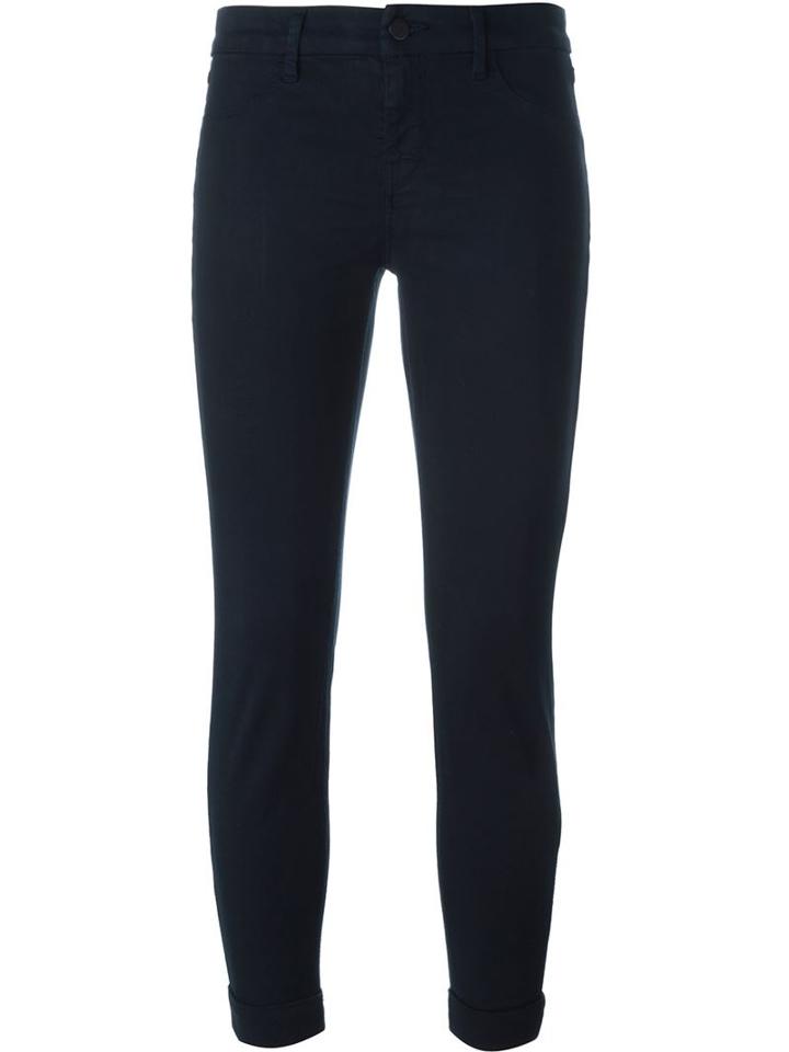 J Brand Turn-up Hem Skinny Trousers, Women's, Size: 26, Blue, Lyocell/cotton/spandex/elastane