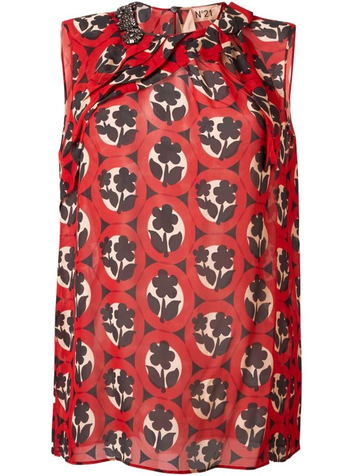 No21 Floral Print Blouse, Women's, Size: 40, Red, Viscose