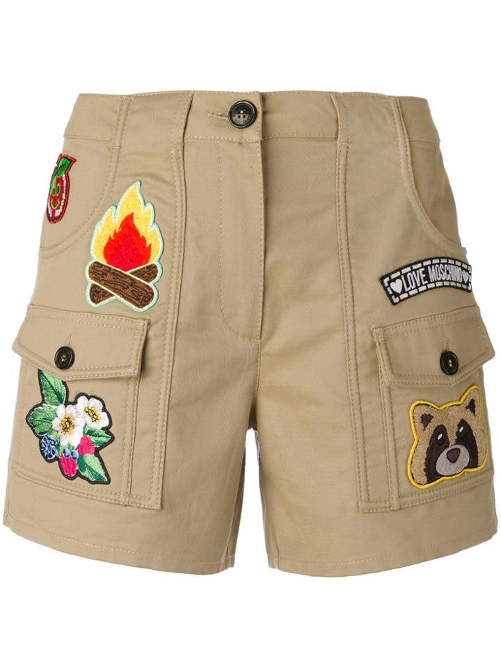 Love Moschino Patch Cargo Shortd - Nude & Neutrals