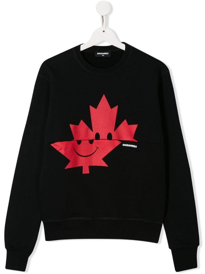 Dsquared2 Kids Teen Maple Leaf Print Sweater - Black