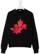 Dsquared2 Kids Teen Maple Leaf Print Sweater - Black