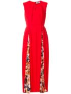 Msgm Floral Insert Long Dress - Red