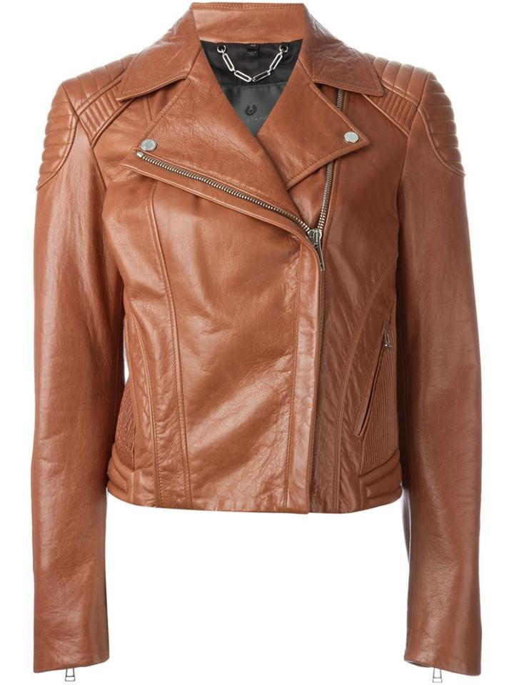 Belstaff Classic Biker Jacket, Women's, Size: 42, Brown, Leather/viscose