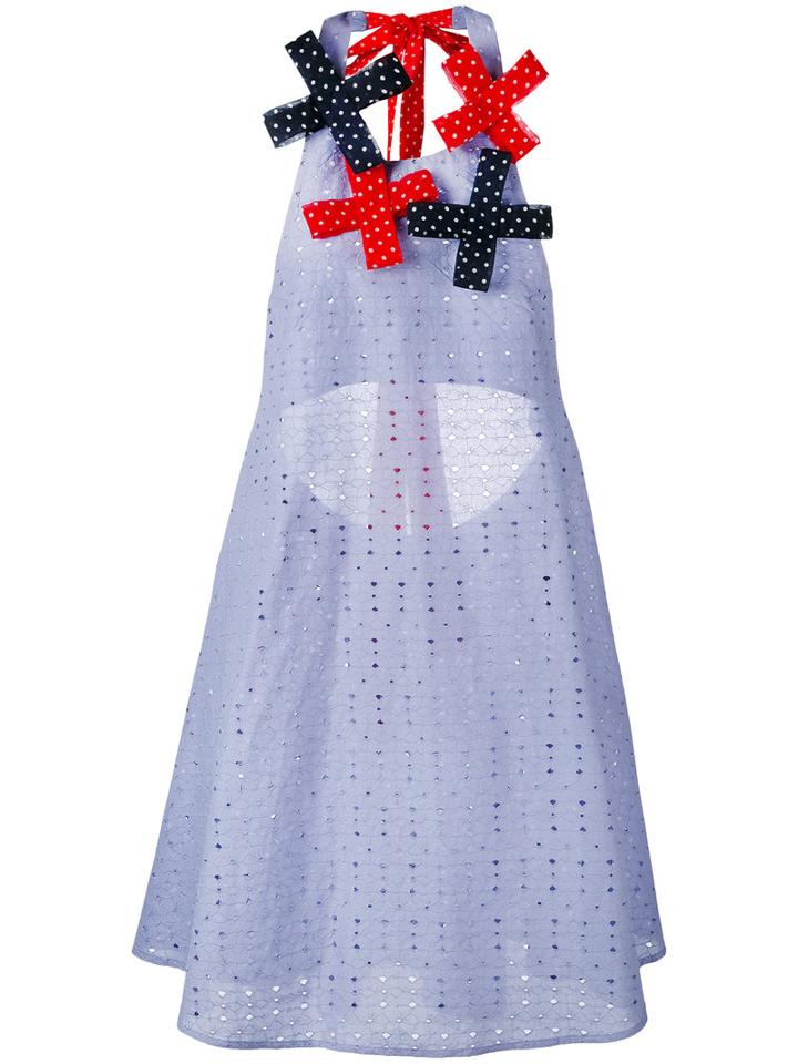 Anna K - Open Back Dress - Women - Cotton - Xs, Blue, Cotton