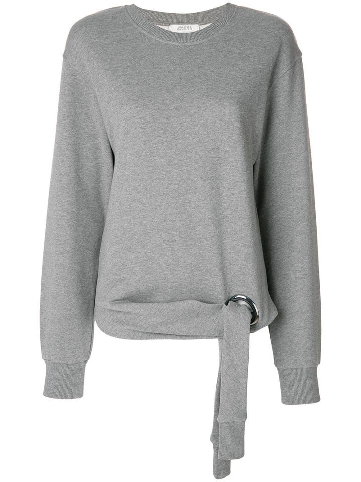 Dorothee Schumacher - Tie Detail Sweatshirt - Women - Cotton - 3, Grey, Cotton