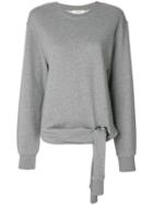 Dorothee Schumacher - Tie Detail Sweatshirt - Women - Cotton - 3, Grey, Cotton