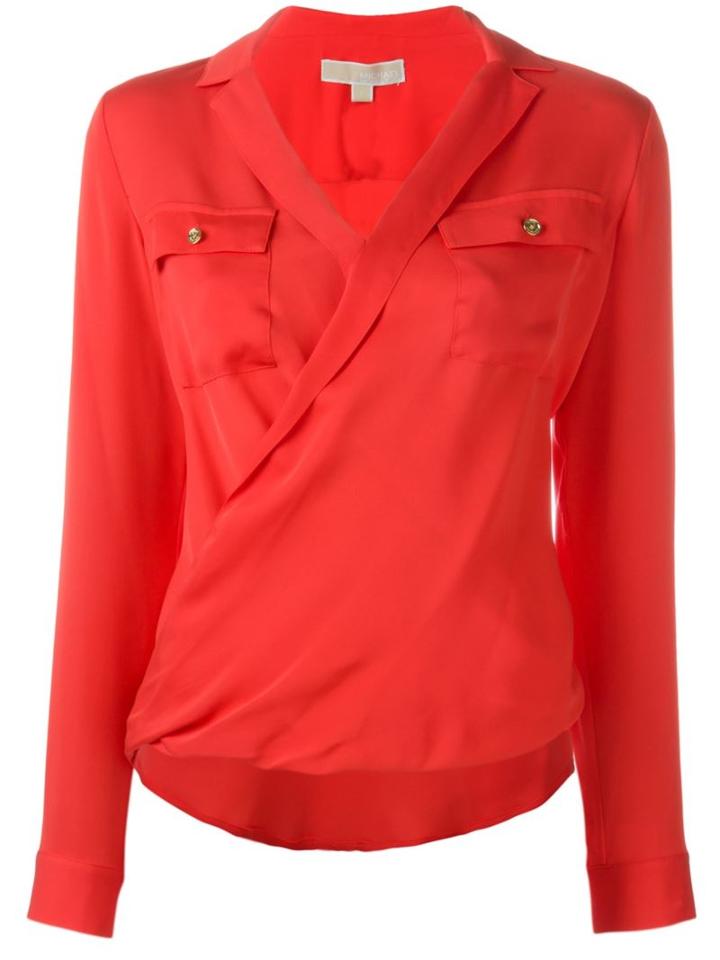Michael Michael Kors Wrap Blouse, Women's, Size: Xs, Red, Silk