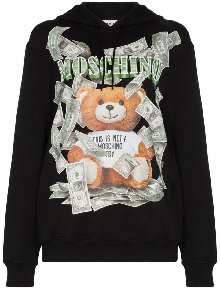 Moschino Bear Print Hoodie - Black