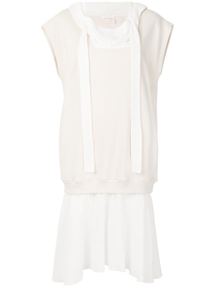 See By Chloé Layered Sweatshirt Midi Dress - Nude & Neutrals