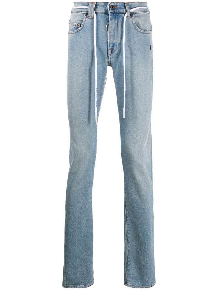 Off-white Bleached Effect Skinny Jeans - Blue