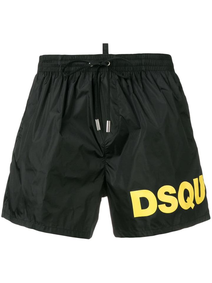 Dsquared2 Contrasting Logo Swim Shorts - Black