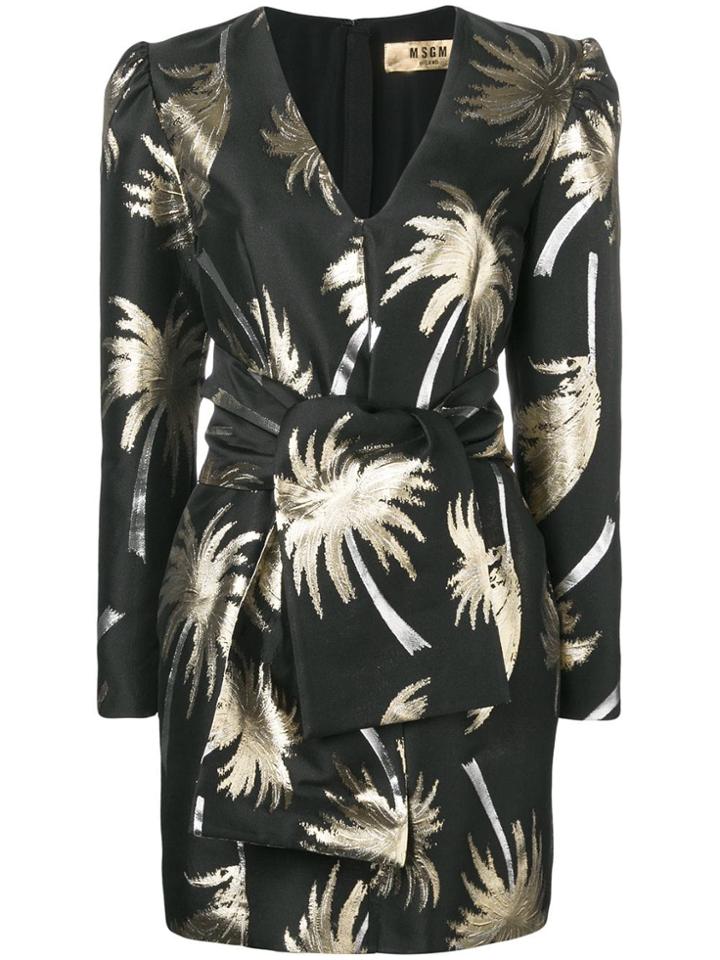 Msgm Palm Tree Structured Dress - Black