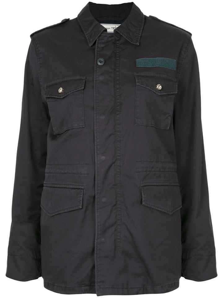 Tu Es Mon Trésor M65 Fox Fur Trim Field Jacket - Blue